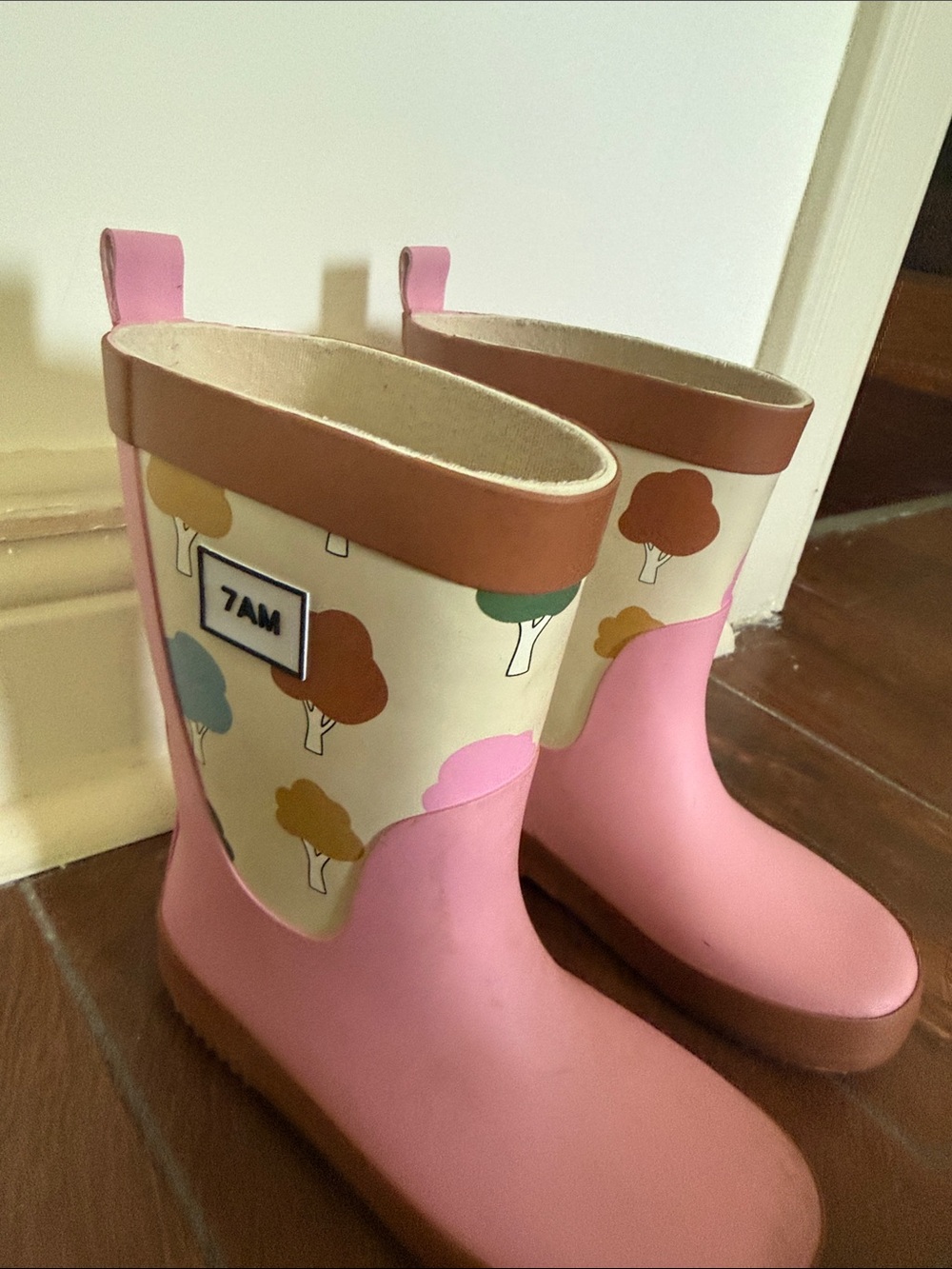 Kids Pink Waterproof Rain Boots with Tree Motif - Picture 6 of 9